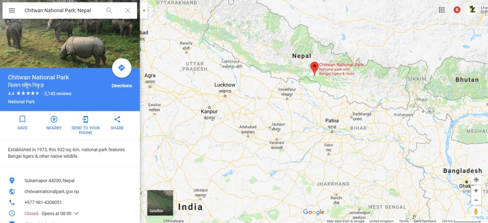 2018 Chitwan National Park Google Map - Zoomology